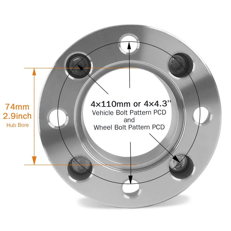 GAsupply 4x110 ATV Wheel Spacers 2 inch with 10?1.25 Studs  Wheel Spacer Adapters 74mm Hub Bore  Compatible with Honda  Suzuki  Yamaha  Bombardier(Read Listing for Year Model Info)  4 Pack - Image 5